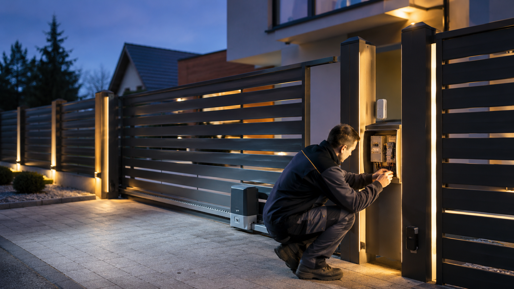 Osvětlení plotů, elektroinstalace a automatika bran